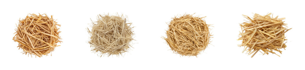 Harvesting natural straws from organic plants farm, isolated on transparent background, png set