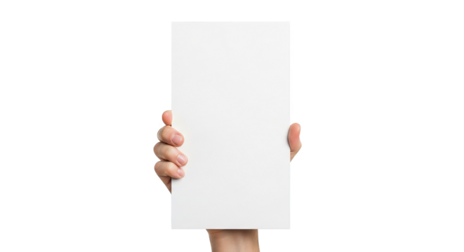 Hand Holding Blank White Paper Mockup