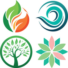 Fototapeta premium Natural Iconic Logo Collection – Minimalist Eco Symbol Set