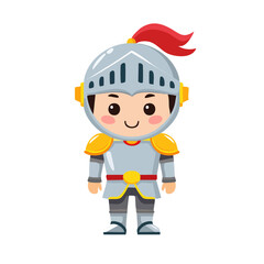 Cartoon Knight A Cheerful Warrior in Shining Armor with a Red Plume, Ready for Adventure