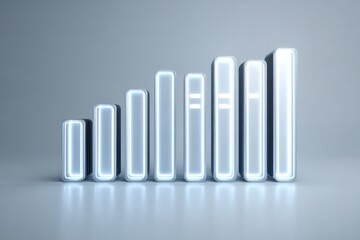 Obraz premium Glowing bar graph showing growth, success and positive trend on light background