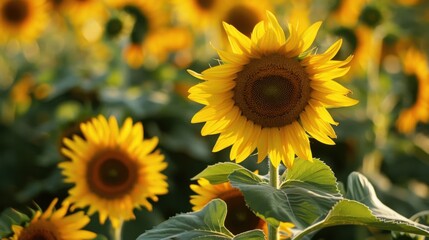 Fototapeta premium Sunflowers in Summer: Bright Blooms Under the Sun
