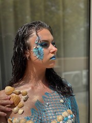  model,makeup,mermaid,shells,beauty