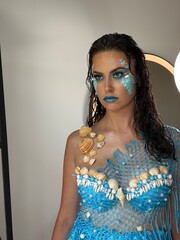  model,makeup,mermaid,shells,beauty