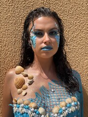  model,makeup,mermaid,shells,beauty