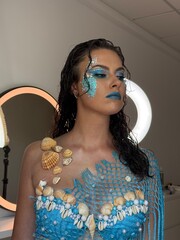  model,makeup,mermaid,shells,beauty