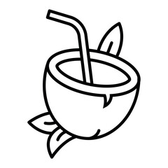 Coconut Icon – Tropical Fruit Flat Vector Illustration