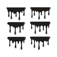 silhouette illustration of black dripping oil stain, liquid drips or paint current vector ink