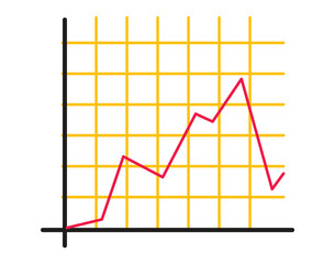 Red line graph showing growth and decline on a chart