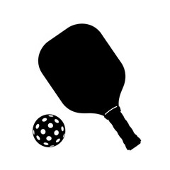 Pickleball paddle and ball isolated on white background
