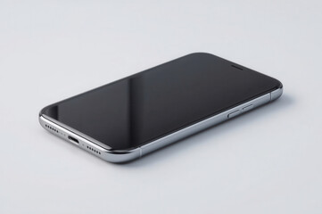Sleek smartphone with a reflective black screen and metallic silver trim on a clean white background.