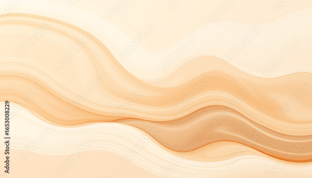 Poster abstract background with beige and brown flowing waves creating a soft and elegant aesthetic design