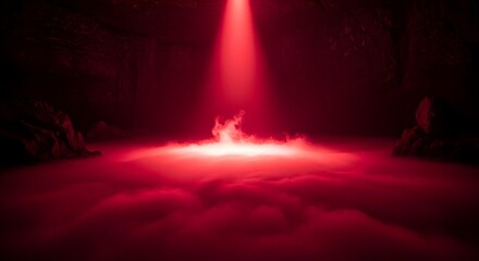 Abstract reveal of colored fog swirling under a spotlight