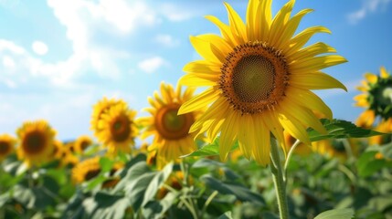Obraz premium Sunflowers in Summer: Bright Blooms Under the Sun
