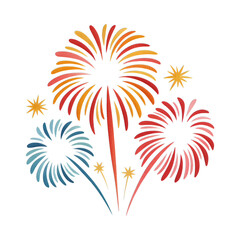 Colorful fireworks illustration on a stark black background design