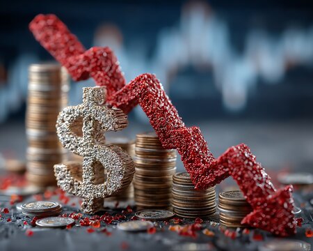 Declining Graph and Broken Dollar Sign