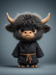 Cute Cartoon Animal Character Plush Bull Art Design Toy Fantasy Creature Whimsical Robe Vibrant Animation Cosplay Humor Kawaii Fluffy Unique Stylized Concept Imagination Childhood Collectible