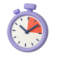 Colorful 3D Stopwatch Icon Showing Time Remaining