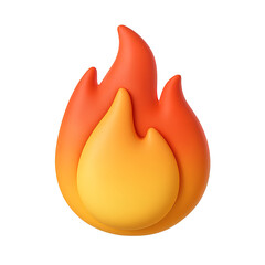 3D Fire Emoji Icon Against White Background