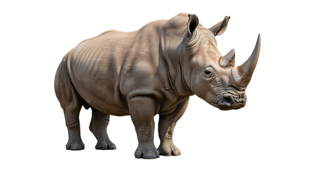 Obraz premium Majestic White Rhinoceros on White Background