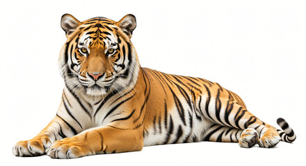 Obraz premium Majestic Tiger Resting, Isolated on White