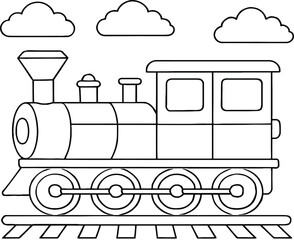 Simple Cartoon Train Coloring Page for Kids