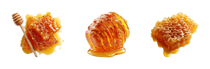 Honey harvesting process natural environment food, isolated on transparent background, png set