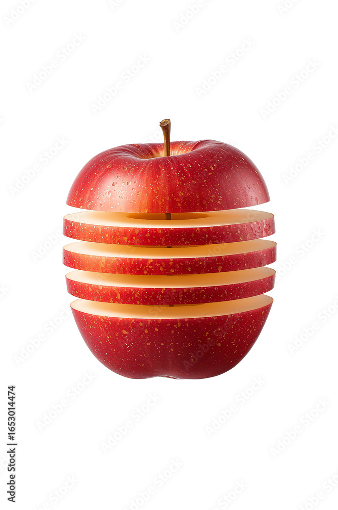 Aufkleber deconstructed red apple showcasing layers and texture against isolated transparent presentation