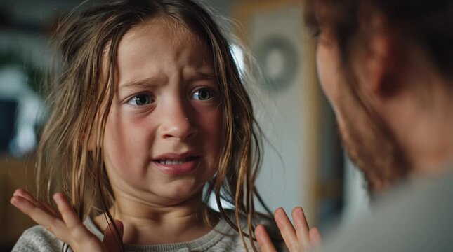 Uncertainty: A tender portrait captures the candid emotion of a child facing a difficult situation, conveying a potent sense of doubt. 