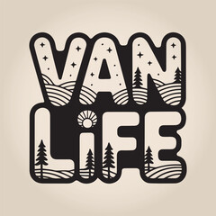 Vintage Vanlife Road Illustration &ndash; Inner Journey Concept