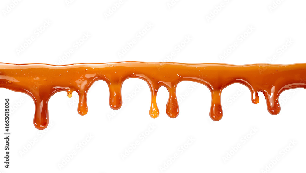 Poster Abstract viscous liquid flow with drips and transparent background for designer elements