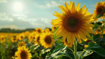 Obraz premium Sunflowers in Summer: Bright Blooms Under the Sun