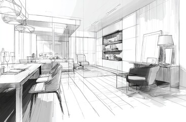 Interior sketch of a modern living room (2)
