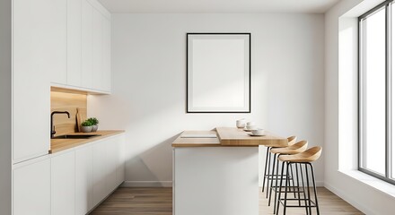 Bright Kitchen Wall Frame Mockup