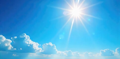 Blazing sunshine illuminates a vast, cloudless sky, creating a stunning display of vibrant blue and intense light Perfect for summer, travel, and weather-related projects , atmosphere, light, sunny