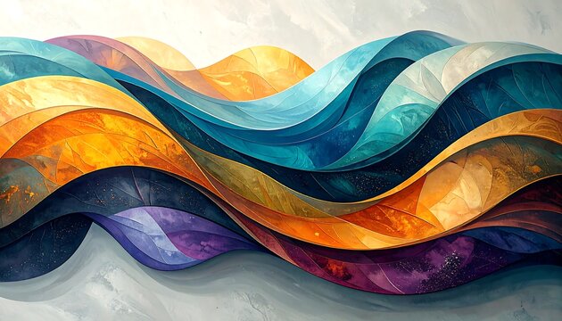 Abstract wavy design with layered colors