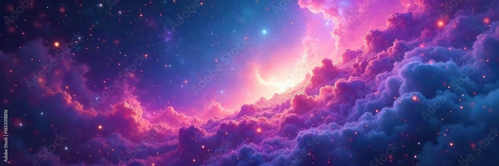 Sticker ethereal, iridescent hues swirl in a mystical nebula, creating a captivating display of otherworldly