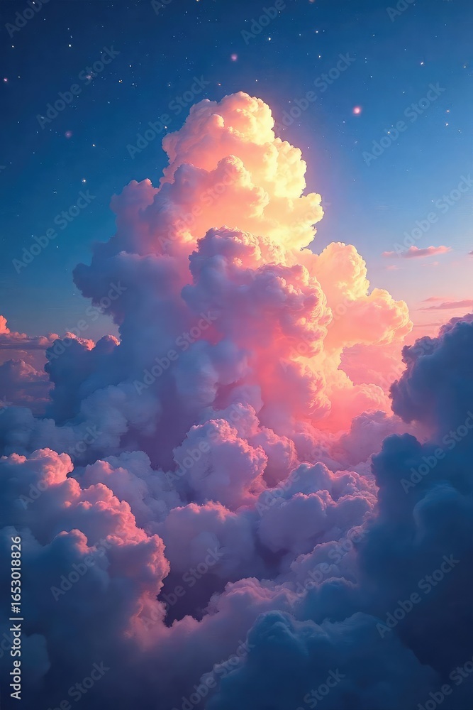 Wall mural ethereal clouds condense into breathtaking celestial formations, a mesmerizing display of atmospheri