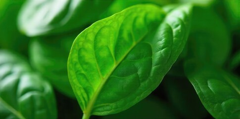 Fresh, vibrant spinach leaves, ready to be used in salads, smoothies, or cooked dishes Close-up shot highlighting the deep green color and texture , wellbeing, nutrition