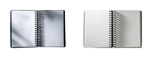 Creative writing action blank notebooks stationery store, isolated on transparent background, png set