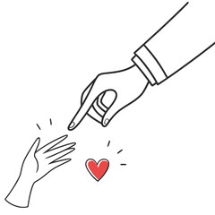 A helping hand reaches out to offer love and support, symbolizing care, connection, and charity isolated on white background