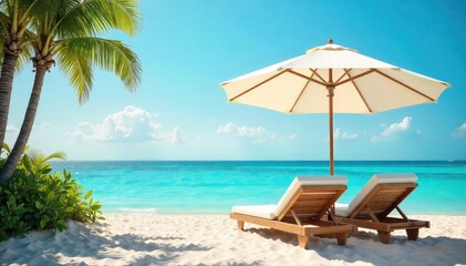 Obraz premium Serene scene of an open umbrella providing shade on a sunny day, evoking a sense of calm and relaxation Perfect for themes of tranquility, escape, and summer serenity , comfort, carefree, sunny