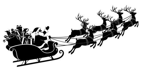 Santa Claus flying in his sleigh vector ilustration