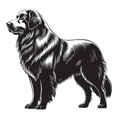 black greatpyrenees Silhouette Vector, High Quality Illustration on White Background