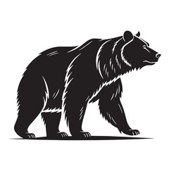 black grizzly Silhouette Vector, High Quality Illustration on White Background