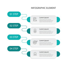 4 step business template infographic. 4 columns vertical with line and paper style. 4 slide process modern worksheet