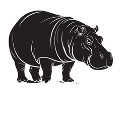 black hippopotamus Silhouette Vector, High Quality Illustration on White Background