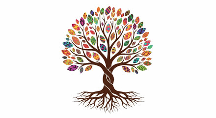 Colorful tree of life illustration representing growth, harmony and diversity