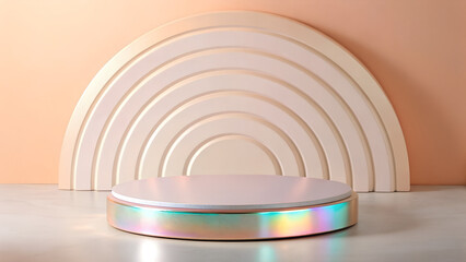 iridescent podium for funky product display