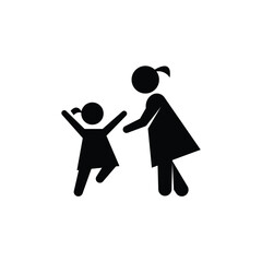 Mother and Daughter Playing Icon